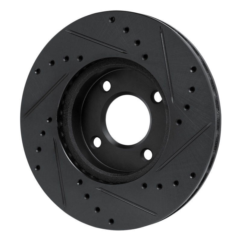Nissan Kicks Brake Rotor (1) - Front Left - R1 Concepts - Drilled & Slotted - Black - `17-`25